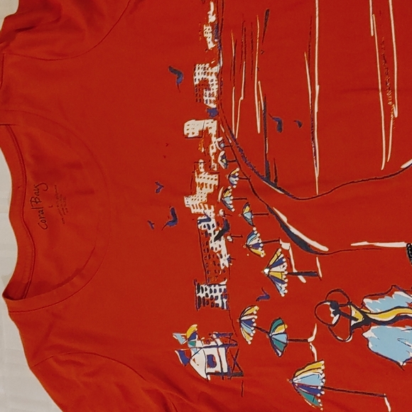 Coral Bay Beach Scene with Bicycle T Shirt Sizer Large - Picture 4 of 7